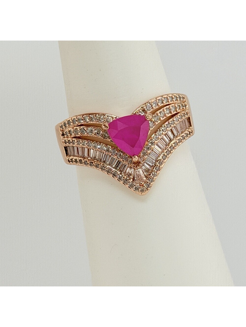 Bomb Party Ring Size 8 "Gem Girl Era" Pink Sapphire +Quartz on Rose Gold RG53604